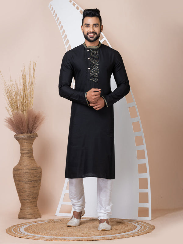 Black Kurta PS Viscose  Churidar